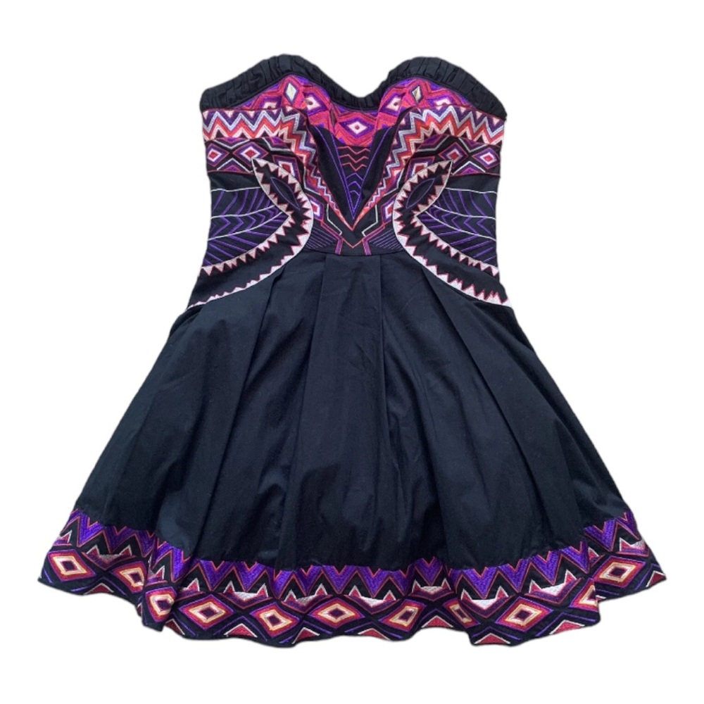 Karen Millen Aztec Embroidered Mini Dress Size 10 - Picture 1 of 13